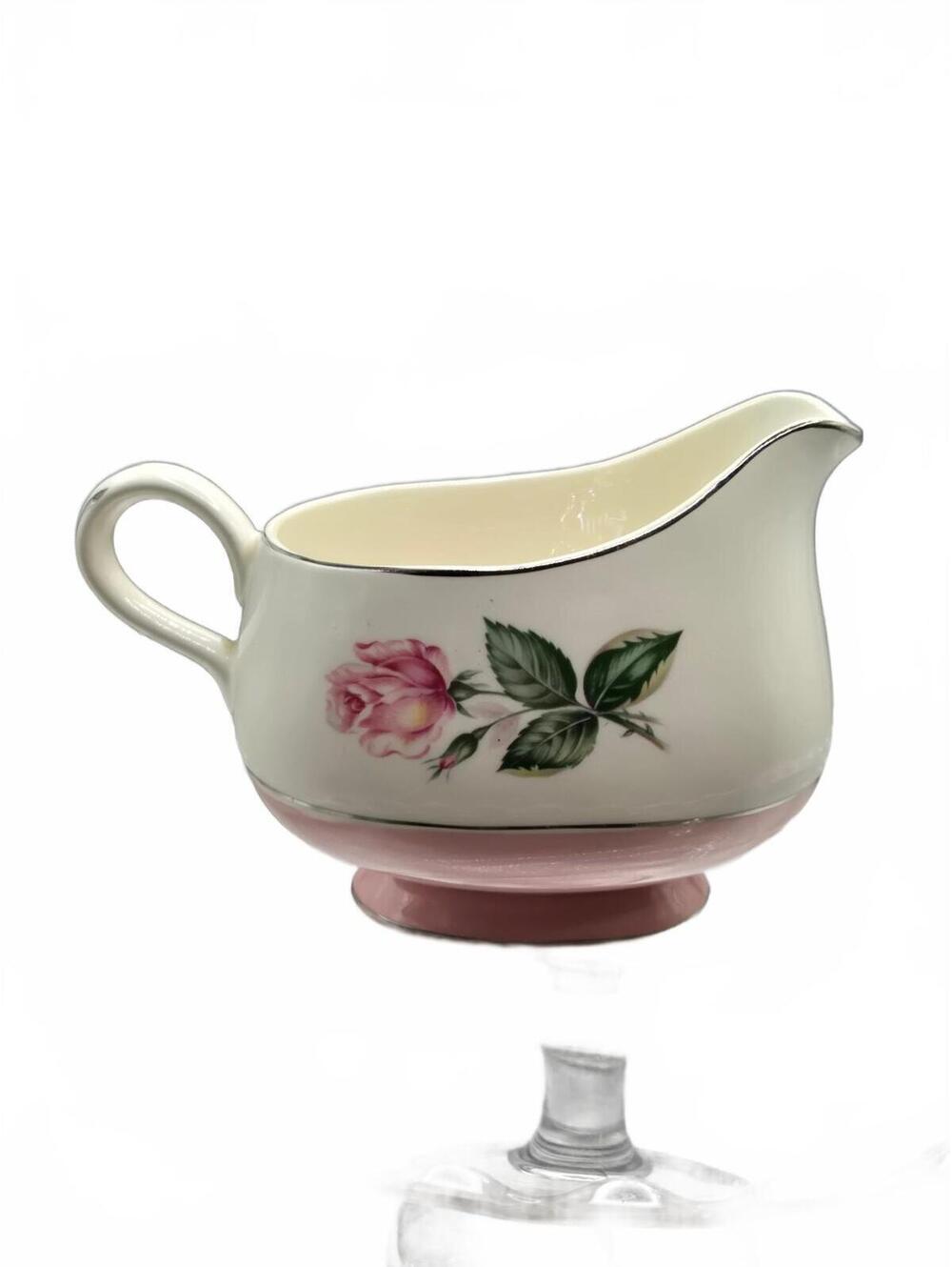 Gravy boat Vintage Lifetime Homer Laughlin Pink Rose & Platinum